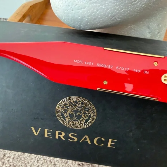 Versace Sunglasses VE 4401 Pilot Medusa Stud Red/Gold Medusa Medallion Luxury - Picture 6 of 14